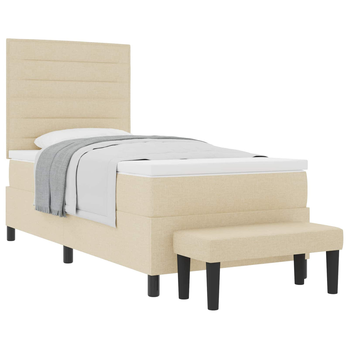 Boxspringbed met hoofdeinde Crème 80 x 200 cm Stof is nu te koop bij PeponiXL, paradijselijk wonen!