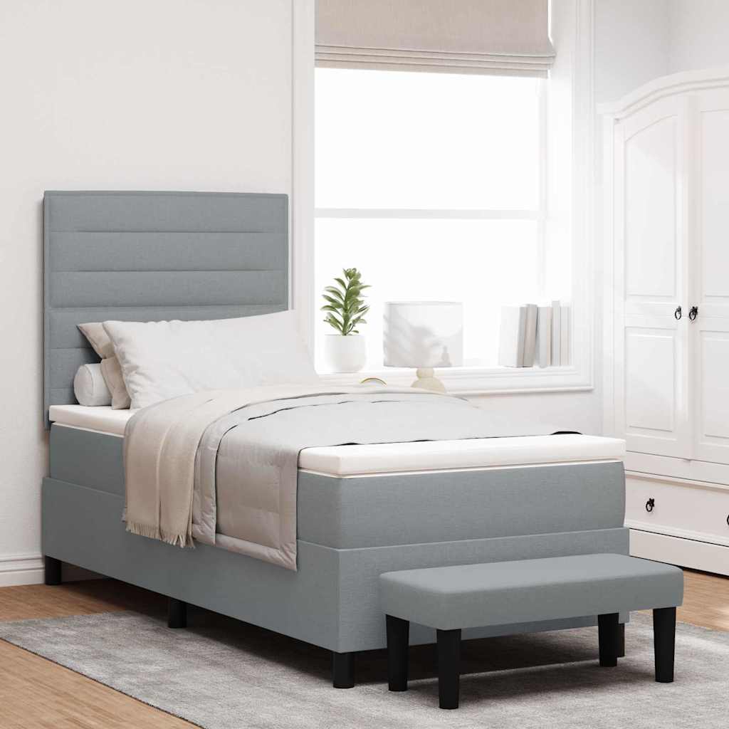 Boxspringbed met hoofdeinde Lichtgrijs 90 x 200 cm Stof is nu te koop bij PeponiXL, paradijselijk wonen!