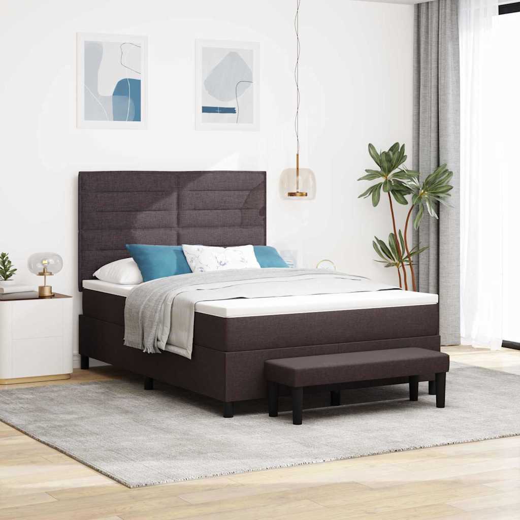 Boxspringbed met kussen Donkerbruin 140 x 190 cm Stof is nu te koop bij PeponiXL, paradijselijk wonen!