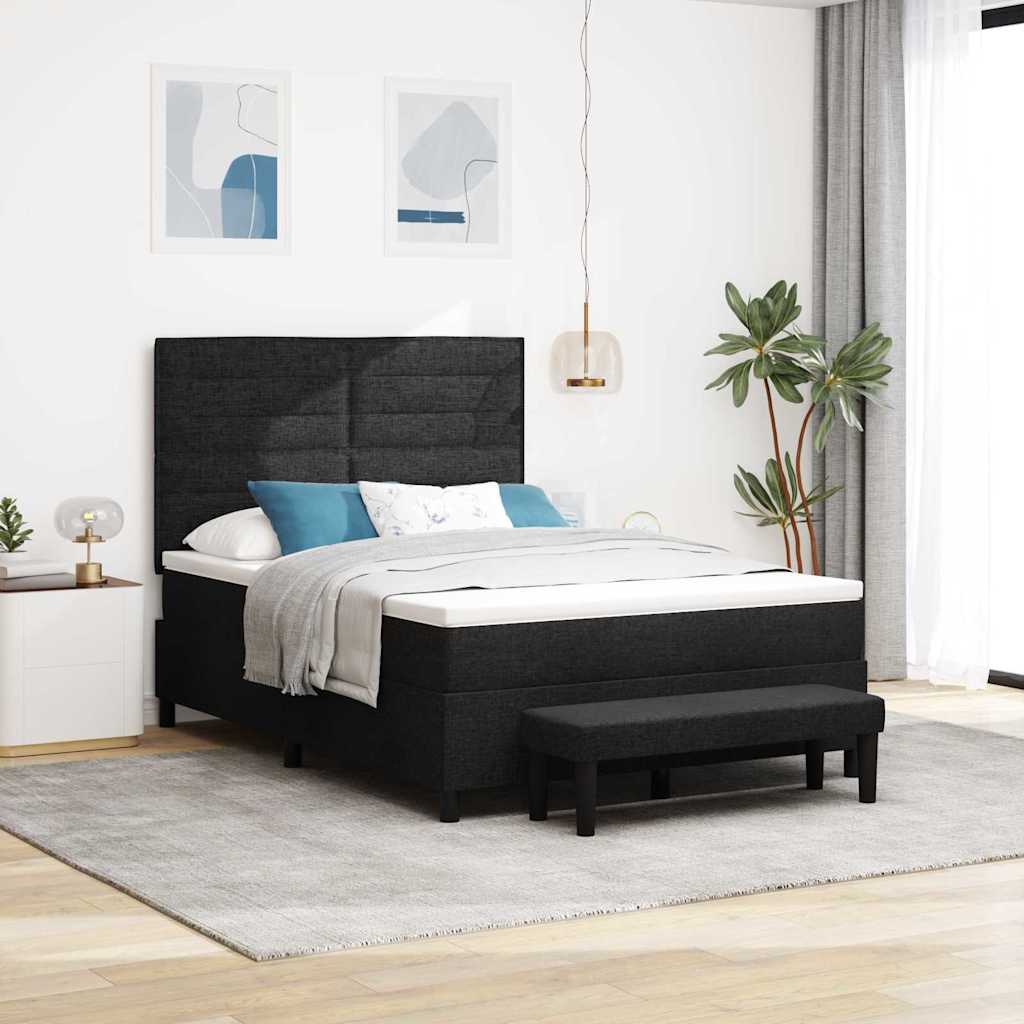 Boxspringbed met hoofdeinde Zwart 160 x 200 cm Stof is nu te koop bij PeponiXL, paradijselijk wonen!