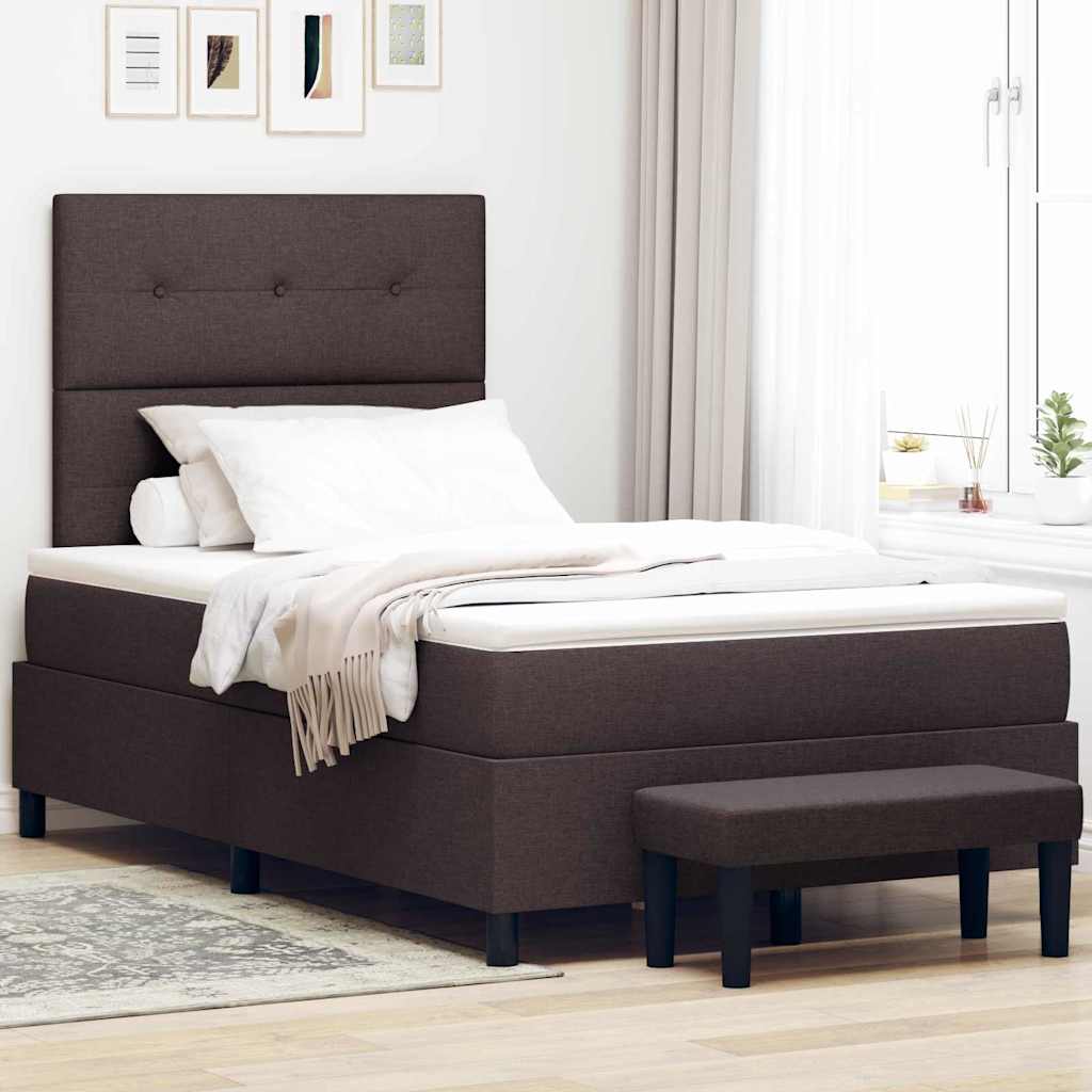 vidaXL Boxspringbed met kussen Donkerbruin 120 x 190 cm Stof