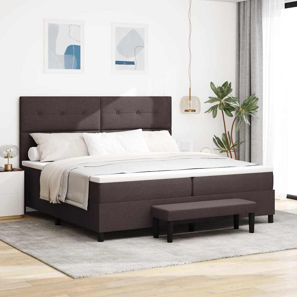vidaXL Boxspringbed met hoofdeinde Donkerbruin 200 x 200 cm Stof