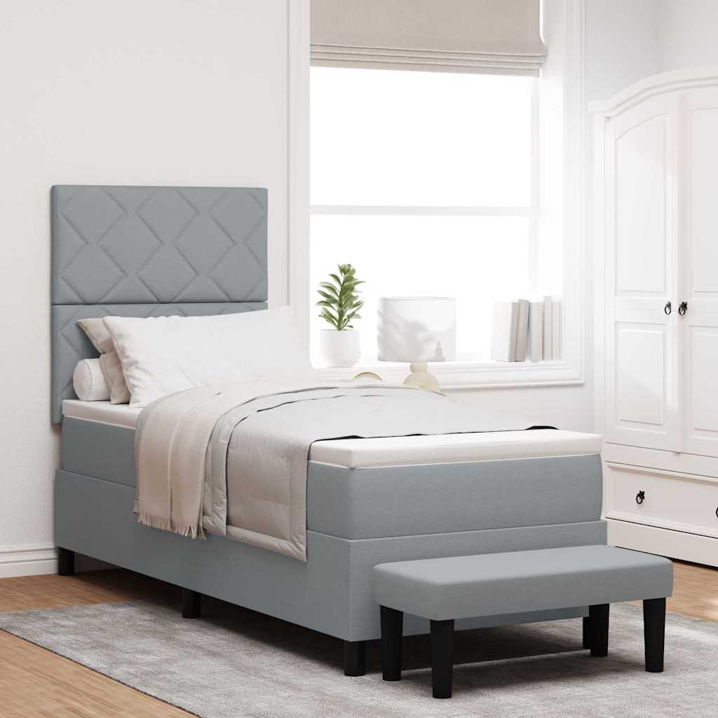 Boxspringbed met hoofdeinde Lichtgrijs 80 x 200 cm Stof is nu te koop bij PeponiXL, paradijselijk wonen!