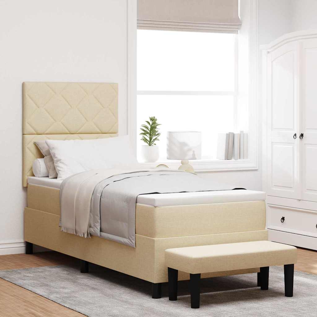 Boxspringbed met hoofdeinde Crème 80 x 200 cm Stof is nu te koop bij PeponiXL, paradijselijk wonen!
