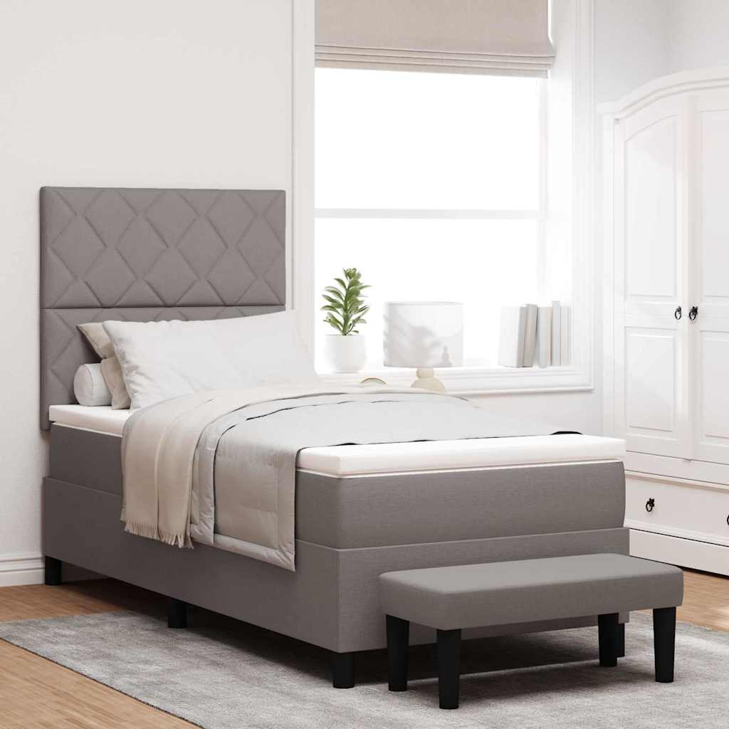 Boxspringbed met kussen met hoofdeinde Taupe 90 x 190 cm Stof is nu te koop bij PeponiXL, paradijselijk wonen!