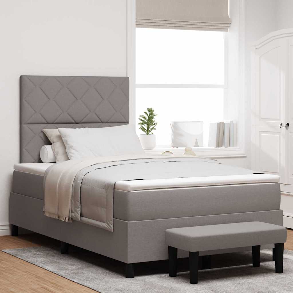 Boxspringbed met hoofdeinde Taupe 120 x 200 cm Stof is nu te koop bij PeponiXL, paradijselijk wonen!