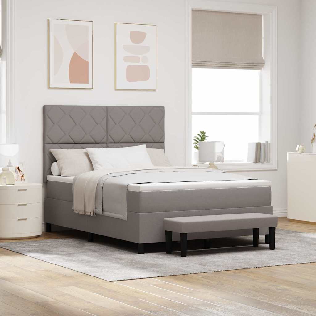 vidaXL Boxspringbed met hoofdeinde Taupe 140 x 190 cm Stof