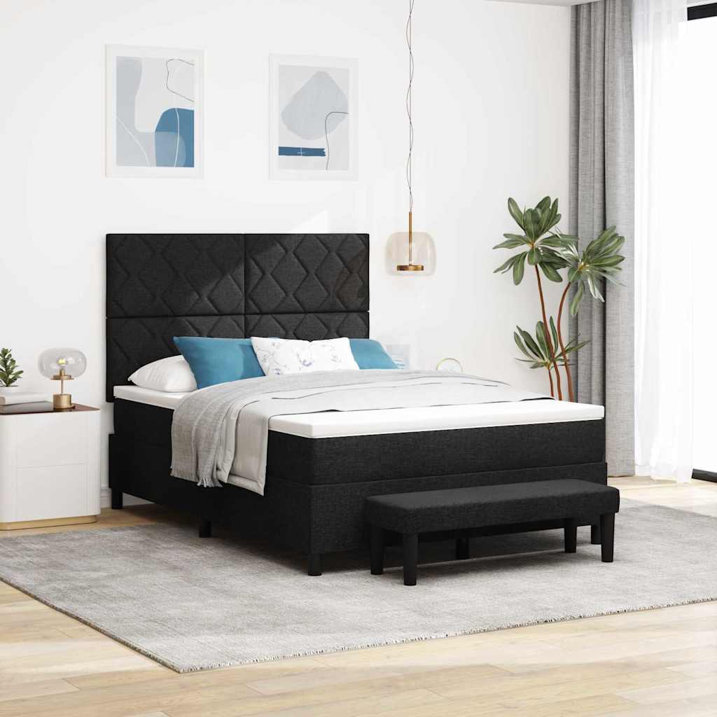 Boxspringbed met hoofdeinde Zwart 140 x 200 cm Stof is nu te koop bij PeponiXL, paradijselijk wonen!