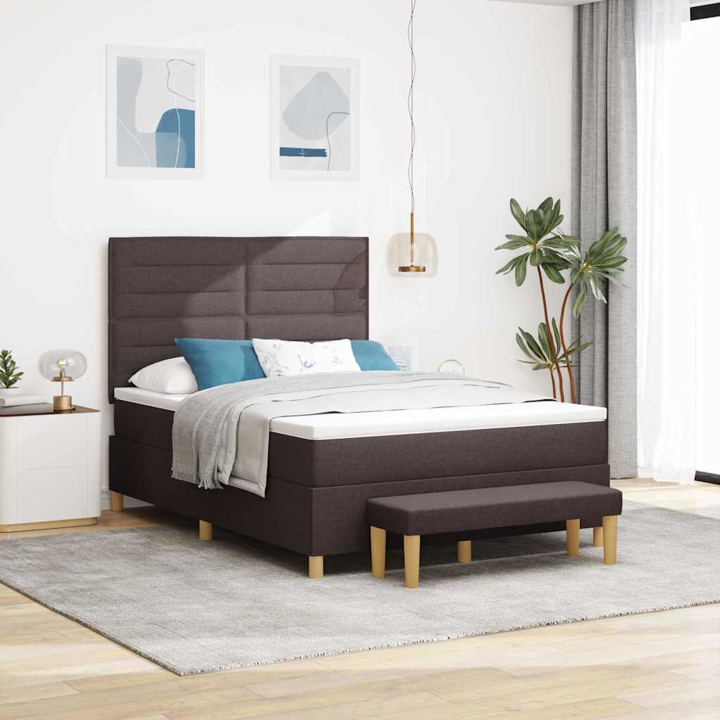 Boxspring bed met hoofdeinde Donkerbruin 200 x 160 cm Stof is nu te koop bij PeponiXL, paradijselijk wonen!