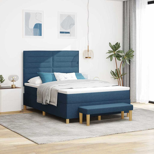 Boxspring bed met hoofdeinde Blauw 200 x 160 cm Stof is nu te koop bij PeponiXL, paradijselijk wonen!