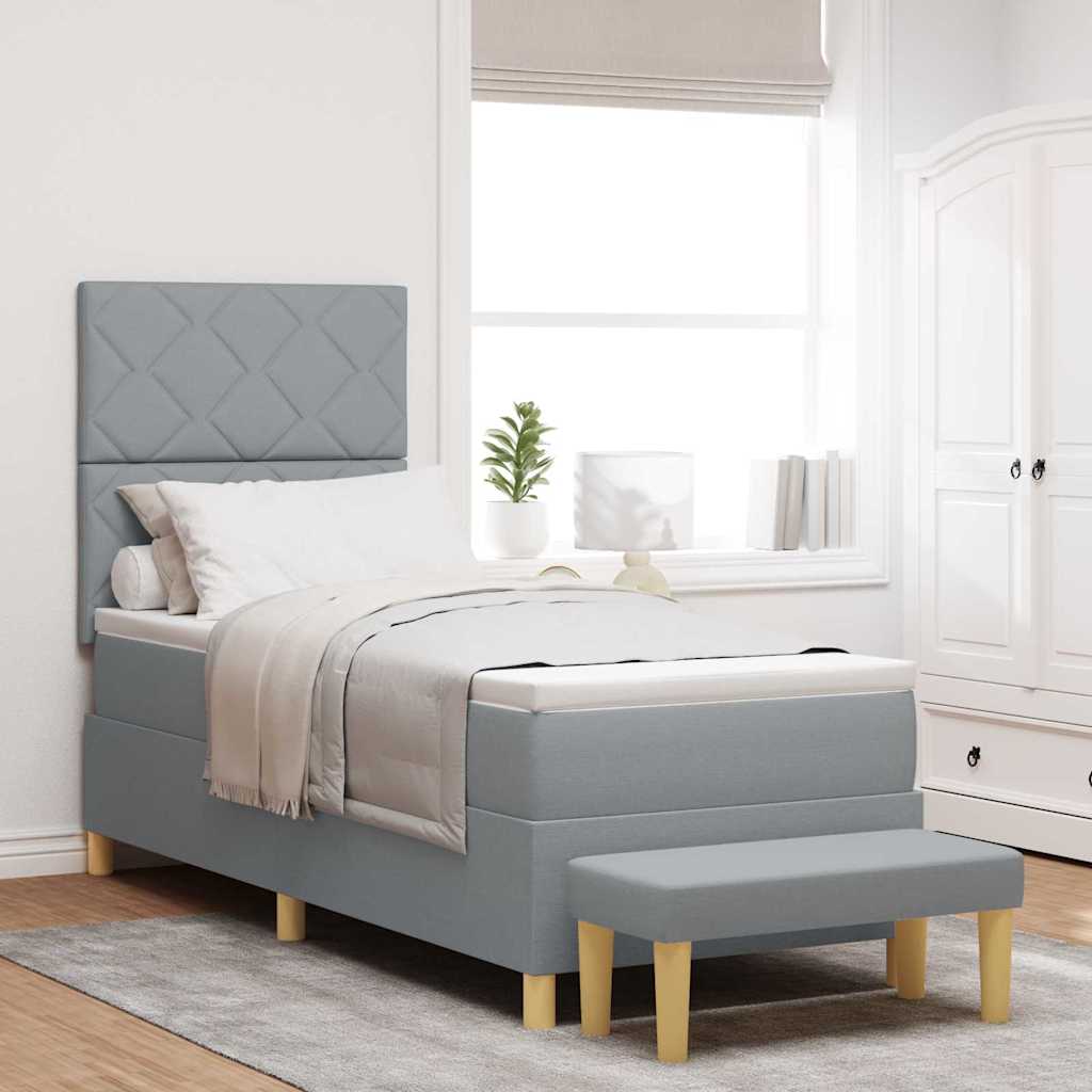 Boxspring bed met hoofdeinde Lichtgrijs 200 x 80 cm Stof is nu te koop bij PeponiXL, paradijselijk wonen!