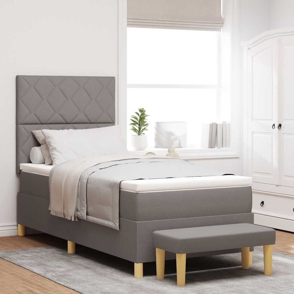 Boxspring bed met hoofdeinde Taupe 100 x 200 cm Stof is nu te koop bij PeponiXL, paradijselijk wonen!