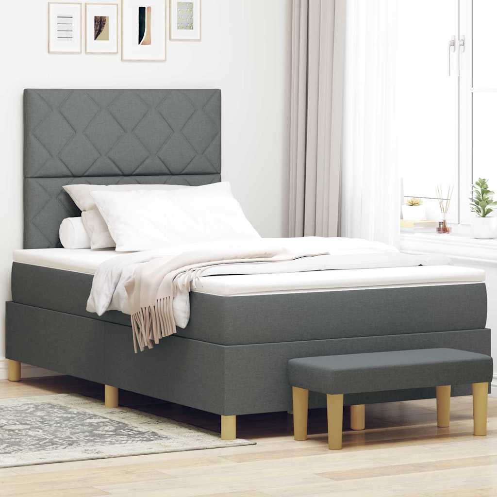 Boxspring bed met kussen Donkergrijs 200 x 120 cm Stof is nu te koop bij PeponiXL, paradijselijk wonen!