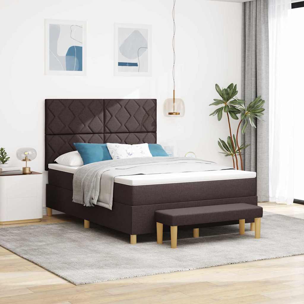 Boxspring bed met hoofdeinde Donkerbruin 200 x 140 cm Stof is nu te koop bij PeponiXL, paradijselijk wonen!