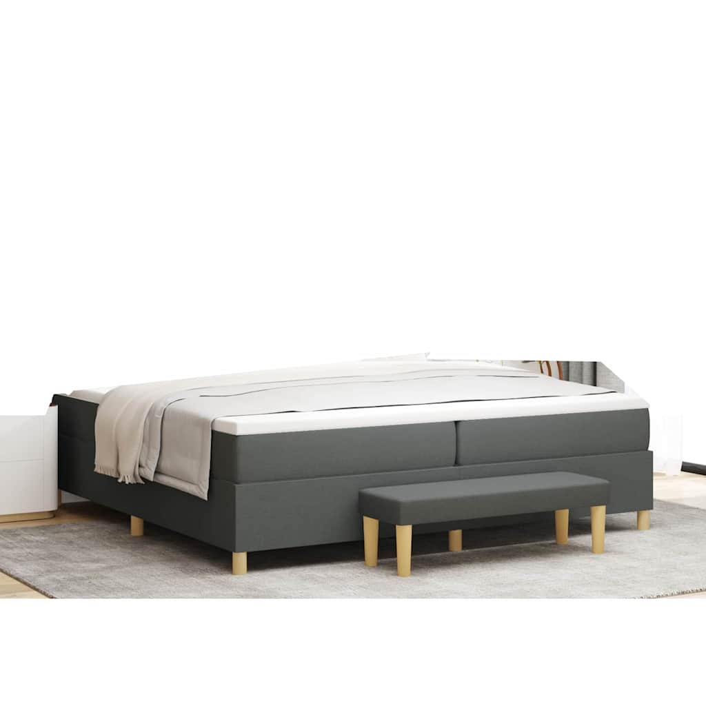 Boxspring bed met hoofdeinde Donkergrijs 200 x 200 cm Stof is nu te koop bij PeponiXL, paradijselijk wonen!