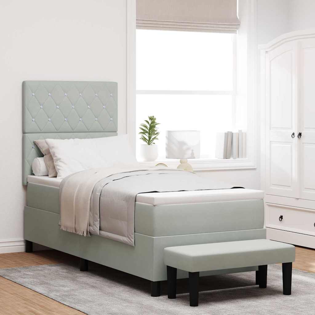 Boxspring bed met kussen Lichtgrijs 200 x 80 cm Fluweel is nu te koop bij PeponiXL, paradijselijk wonen!