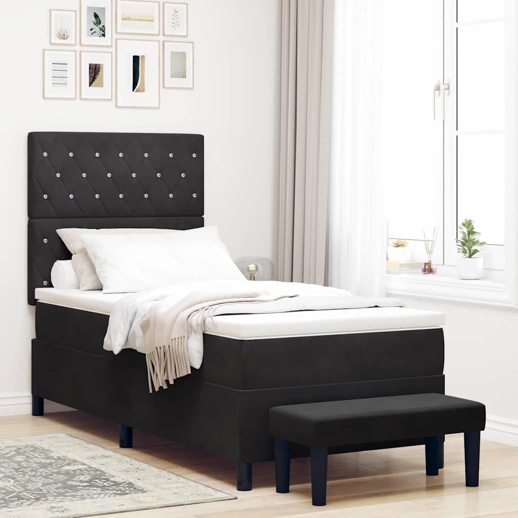 Boxspring bed met hoofdeinde Zwart 190 x 90 cm Fluweel is nu te koop bij PeponiXL, paradijselijk wonen!