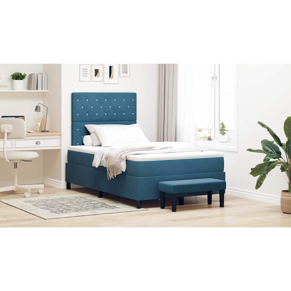 vidaXL Boxspring bed met hoofdeinde Donkerblauw 190 x 120 cm Fluweel