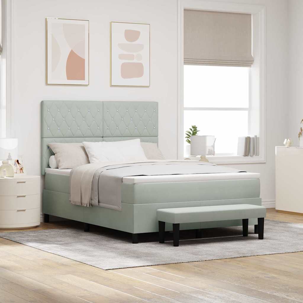 Boxspring bed met hoofdeinde Lichtgrijs 200 x 160 cm Fluweel is nu te koop bij PeponiXL, paradijselijk wonen!