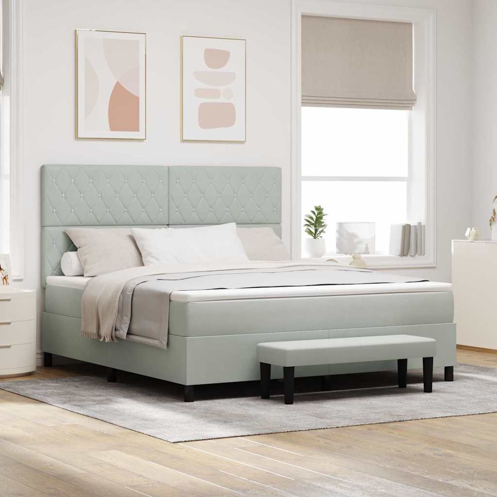 Boxspring bed met hoofdeinde Lichtgrijs 200 x 180 cm Fluweel is nu te koop bij PeponiXL, paradijselijk wonen!