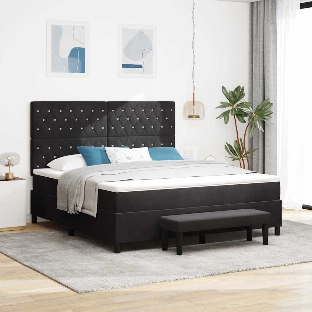 Boxspring bed met hoofdeinde Zwart 200 x 180 cm Fluweel is nu te koop bij PeponiXL, paradijselijk wonen!
