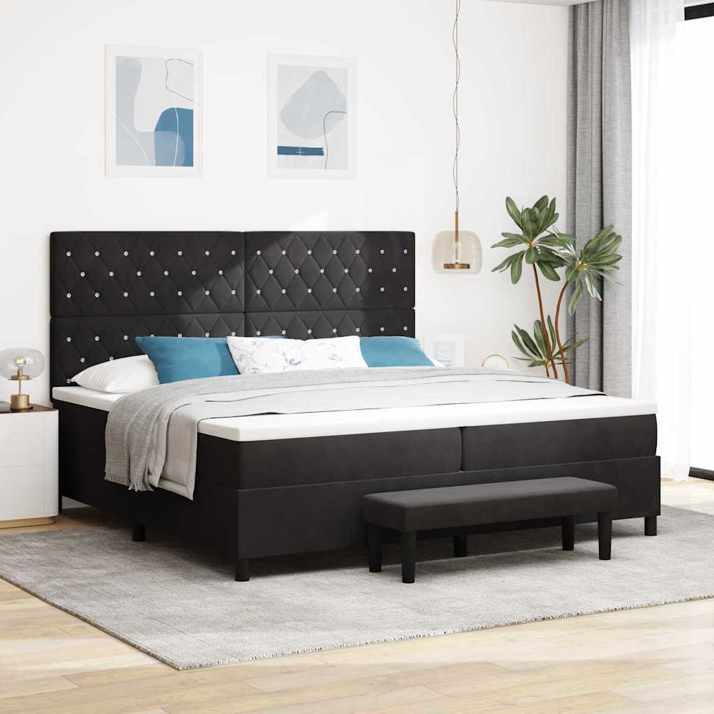 Boxspring bed met matras Zwart 200 x 200 cm Fluweel is nu te koop bij PeponiXL, paradijselijk wonen!