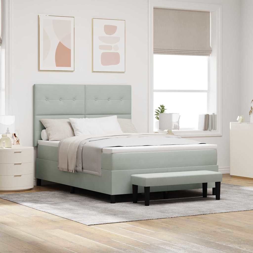Boxspring bed met hoofdeinde Lichtgrijs 200 x 140 cm Fluweel is nu te koop bij PeponiXL, paradijselijk wonen!