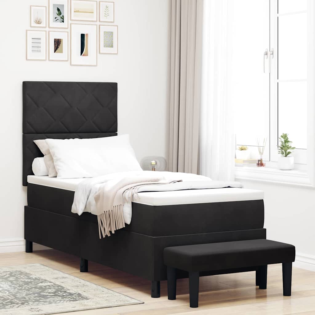 Boxspring bed met hoofdeinde Zwart 200 x 80 cm Fluweel is nu te koop bij PeponiXL, paradijselijk wonen!