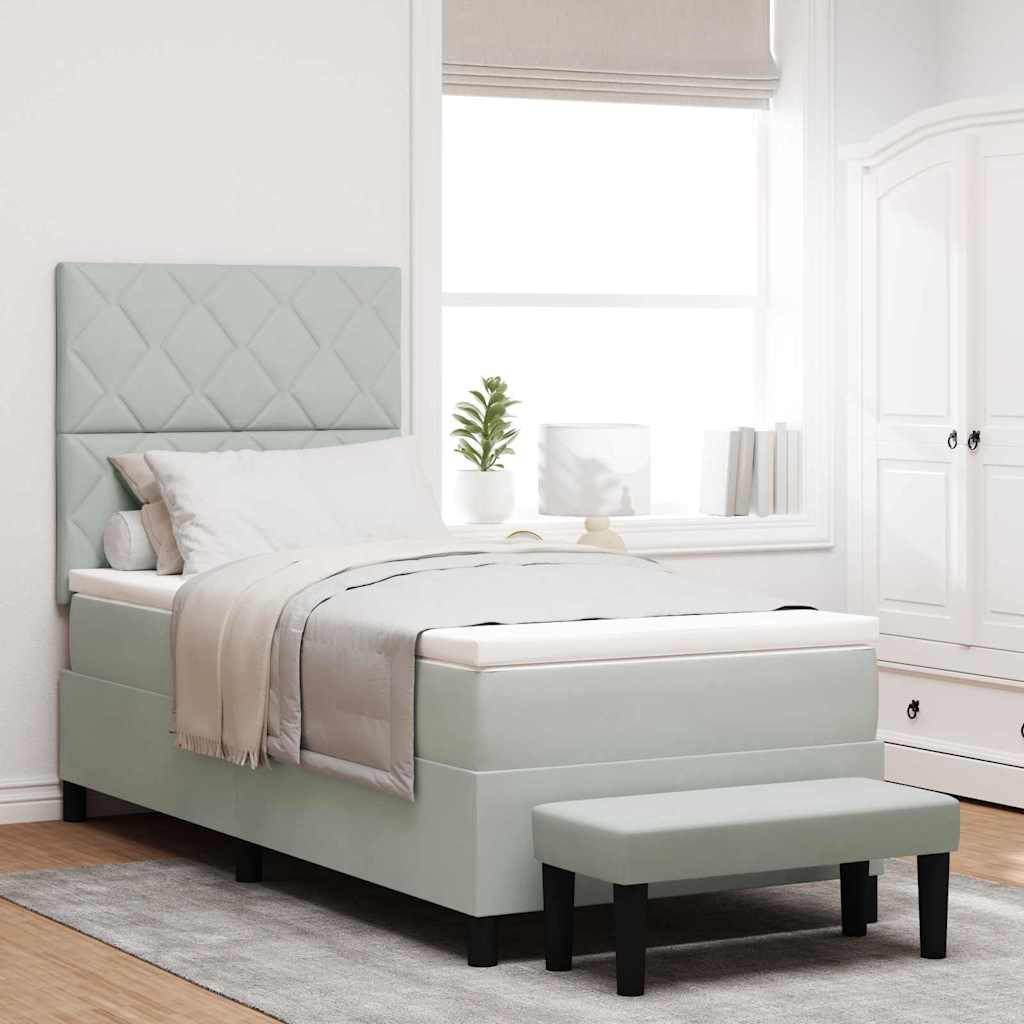 Boxspring bed met hoofdeinde Lichtgrijs 200 x 100 cm Fluweel is nu te koop bij PeponiXL, paradijselijk wonen!