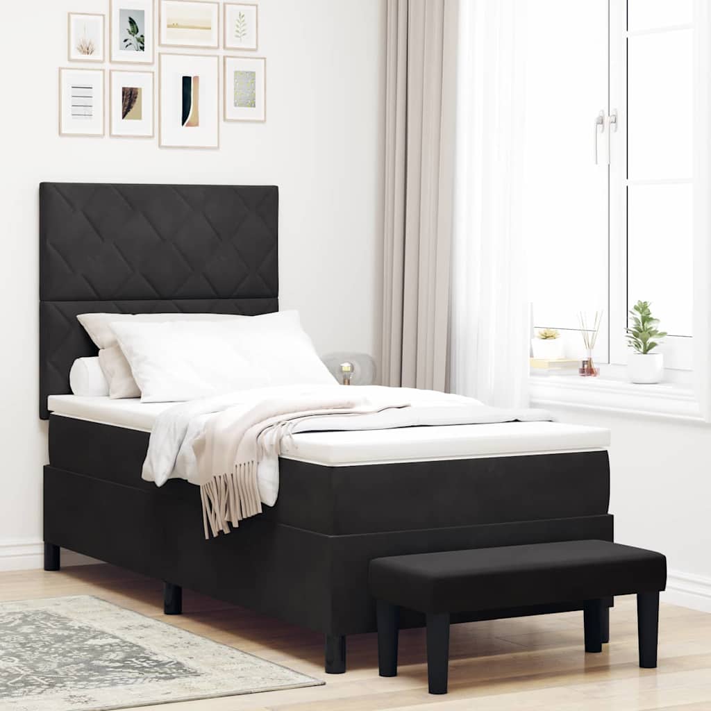 Boxspring bed met hoofdeinde Zwart 200 x 100 cm Fluweel is nu te koop bij PeponiXL, paradijselijk wonen!