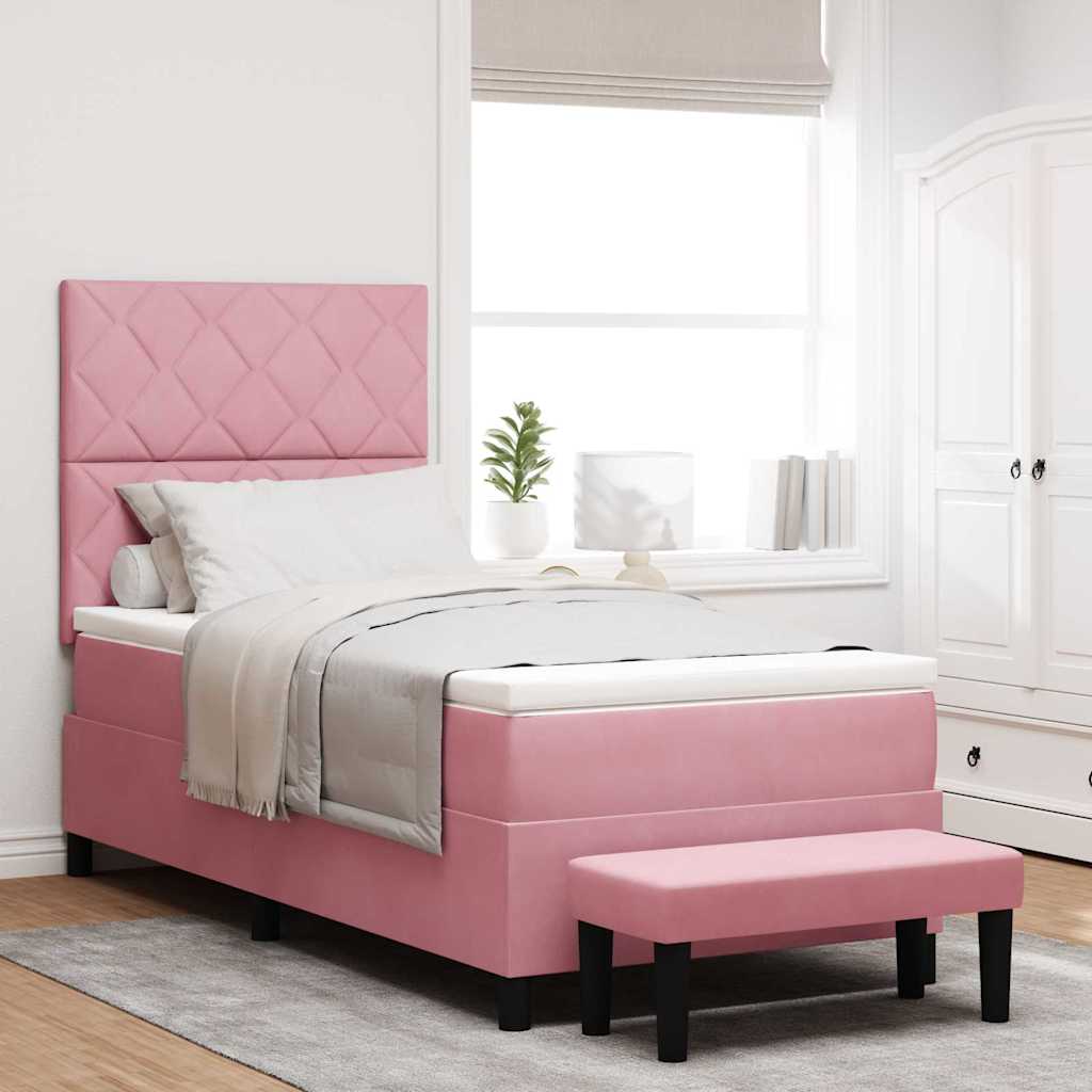 Boxspring bed met kussen Roze 200 x 100 cm Fluweel is nu te koop bij PeponiXL, paradijselijk wonen!