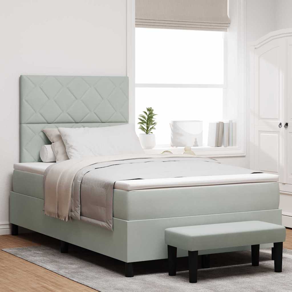 Boxspring bed met hoofdeinde Lichtgrijs 190 x 120 cm Fluweel is nu te koop bij PeponiXL, paradijselijk wonen!