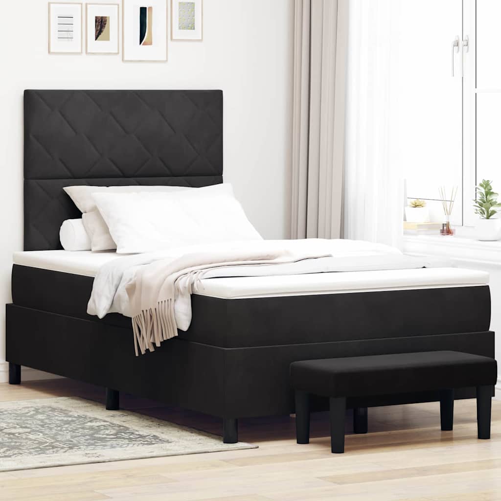 Boxspring bed met hoofdeinde Zwart 190 x 120 cm Fluweel is nu te koop bij PeponiXL, paradijselijk wonen!