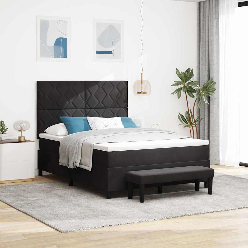 Boxspring bed met hoofdeinde Zwart 200 x 160 cm Fluweel is nu te koop bij PeponiXL, paradijselijk wonen!
