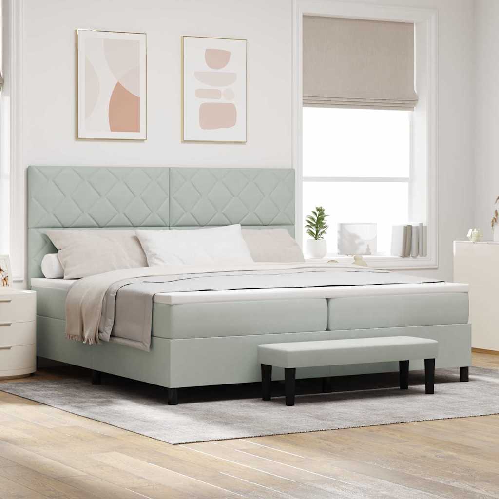 Boxspring bed met hoofdeinde Lichtgrijs 200 x 200 cm Fluweel is nu te koop bij PeponiXL, paradijselijk wonen!
