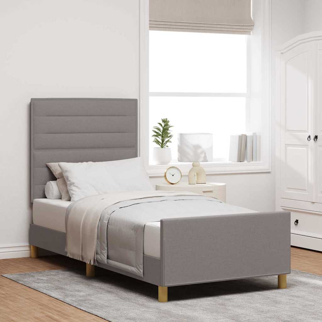 Bedframe met hoofdeinde Taupe 90 x 200 cm Stof is nu te koop bij PeponiXL, paradijselijk wonen!