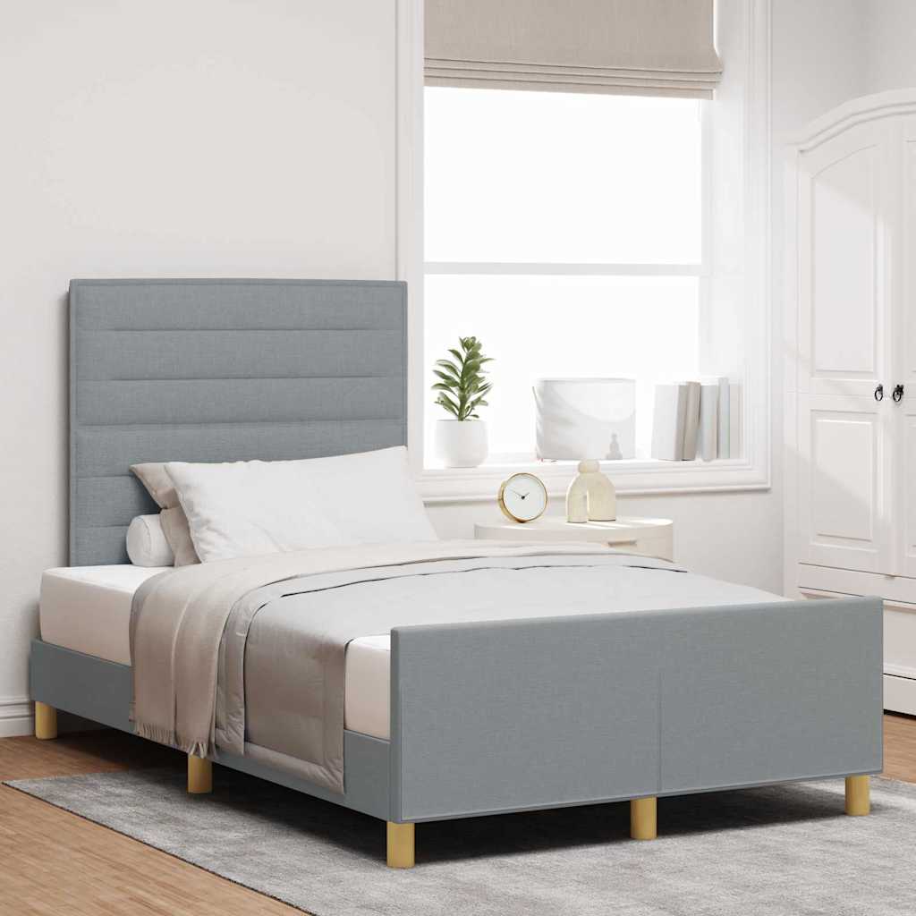 Bedframe met hoofdeinde Lichtgrijs 120 x 190 cm Stof is nu te koop bij PeponiXL, paradijselijk wonen!