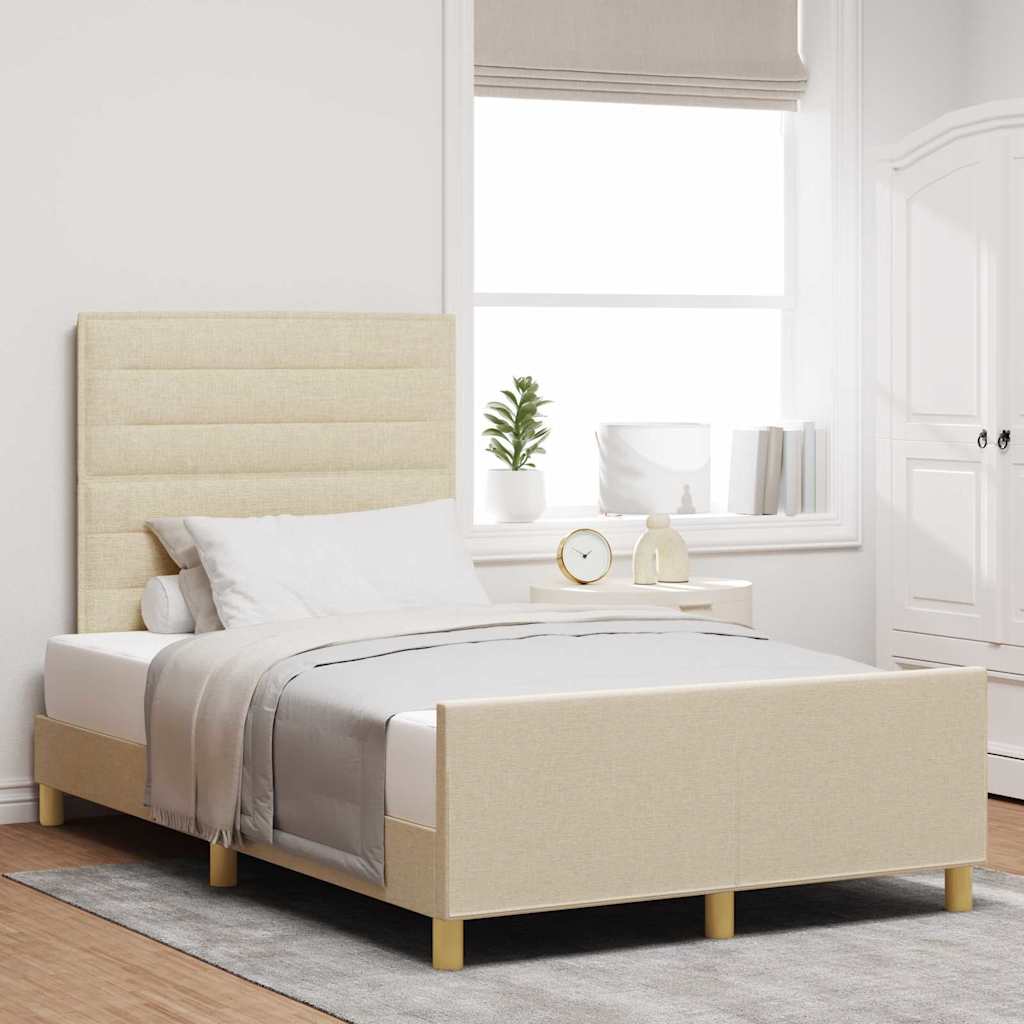 Bedframe met hoofdeinde Crème 120 x 190 cm Stof is nu te koop bij PeponiXL, paradijselijk wonen!
