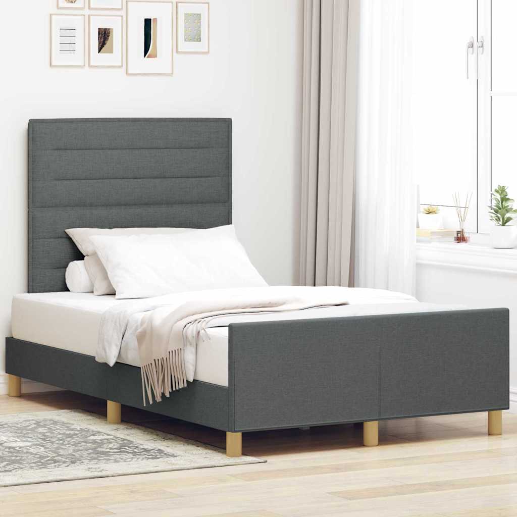 Bedframe met hoofdeinde Donkergrijs 120 x 200 cm Stof is nu te koop bij PeponiXL, paradijselijk wonen!