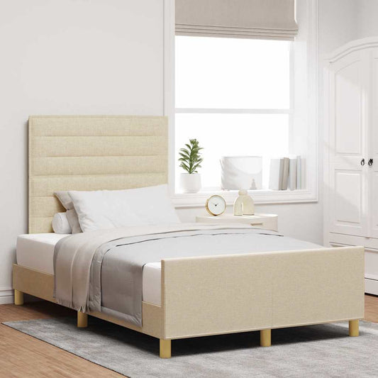 Bedframe met hoofdeinde Crème 120 x 200 cm Stof is nu te koop bij PeponiXL, paradijselijk wonen!