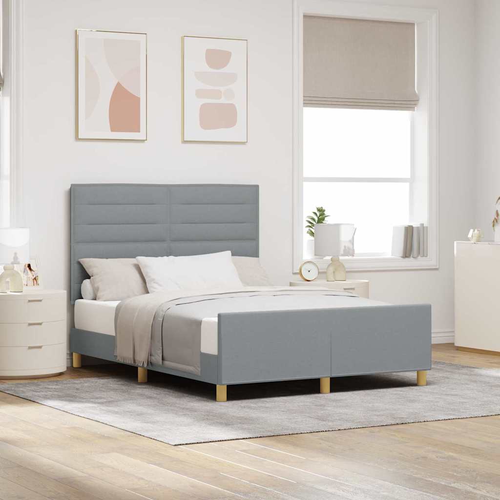 Bedframe met hoofdeinde Lichtgrijs 140 x 190 cm Stof is nu te koop bij PeponiXL, paradijselijk wonen!