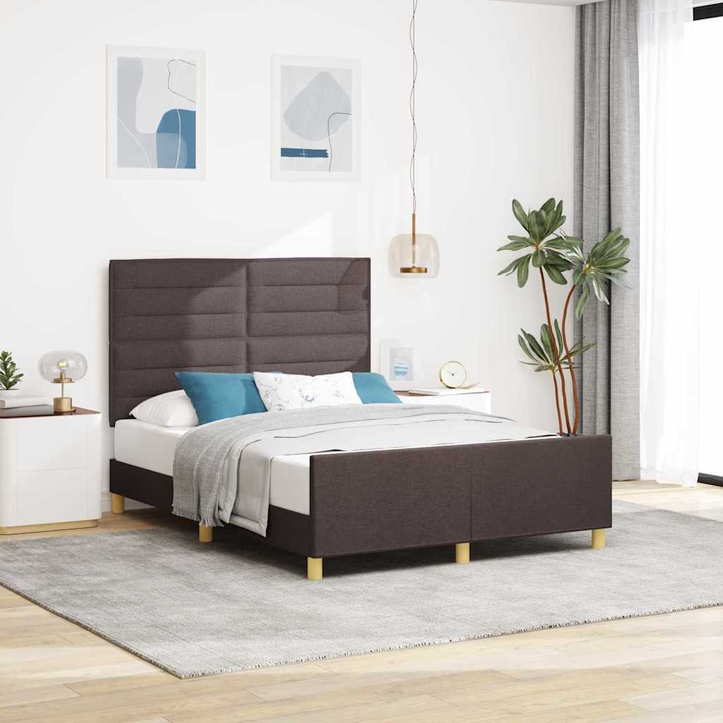 Bedframe met hoofdeinde Donkerbruin 140 x 200 cm Stof is nu te koop bij PeponiXL, paradijselijk wonen!