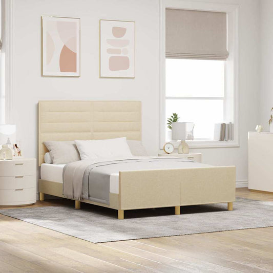 Bedframe met hoofdeinde Crème 160 x 200 cm Stof is nu te koop bij PeponiXL, paradijselijk wonen!