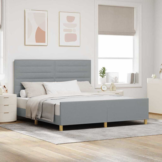 Bedframe met hoofdeinde Lichtgrijs 180 x 200 cm Stof is nu te koop bij PeponiXL, paradijselijk wonen!