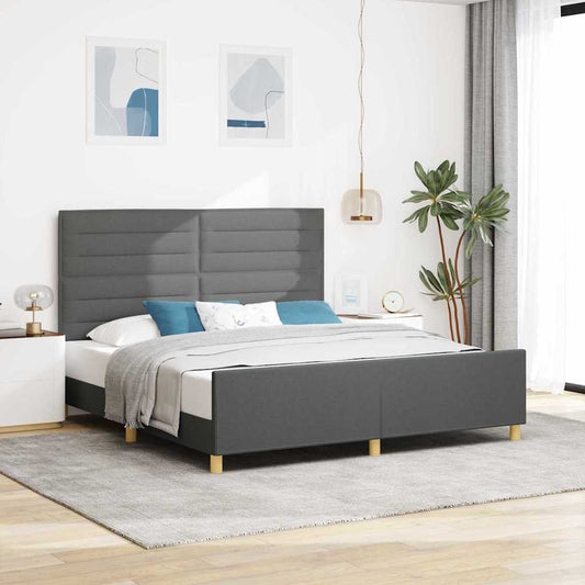 Bedframe met hoofdeinde Donkergrijs 180 x 200 cm Stof is nu te koop bij PeponiXL, paradijselijk wonen!