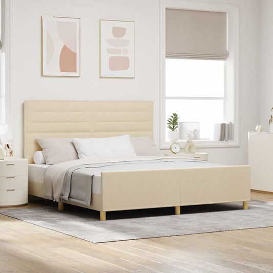 Bedframe met hoofdeinde Crème 180 x 200 cm Stof is nu te koop bij PeponiXL, paradijselijk wonen!