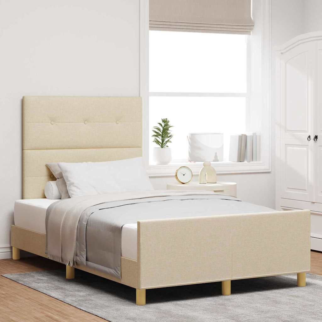 Bedframe met hoofdeinde Crème 120 x 200 cm Stof is nu te koop bij PeponiXL, paradijselijk wonen!