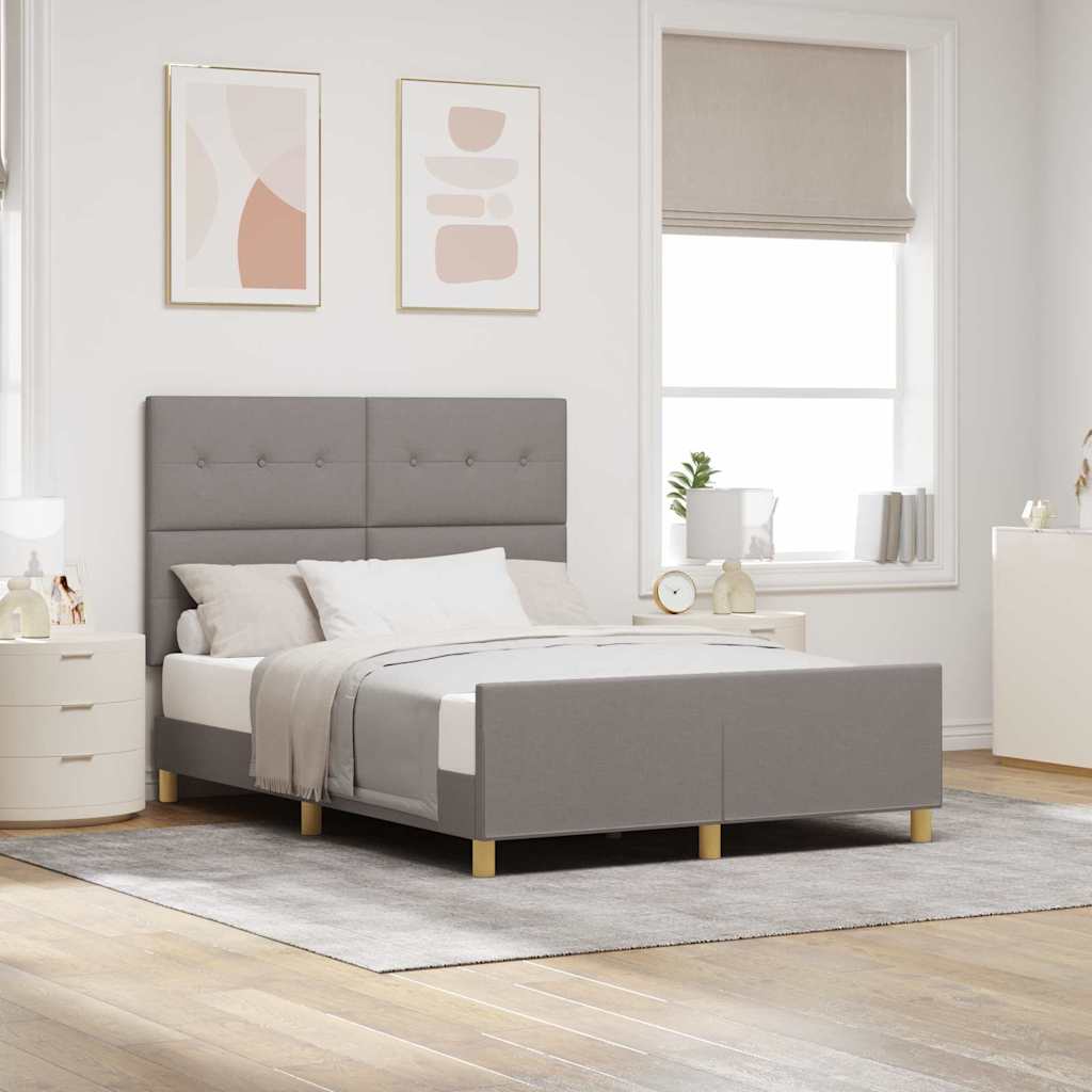 Bedframe met hoofdeinde Taupe 140 x 190 cm Stof is nu te koop bij PeponiXL, paradijselijk wonen!