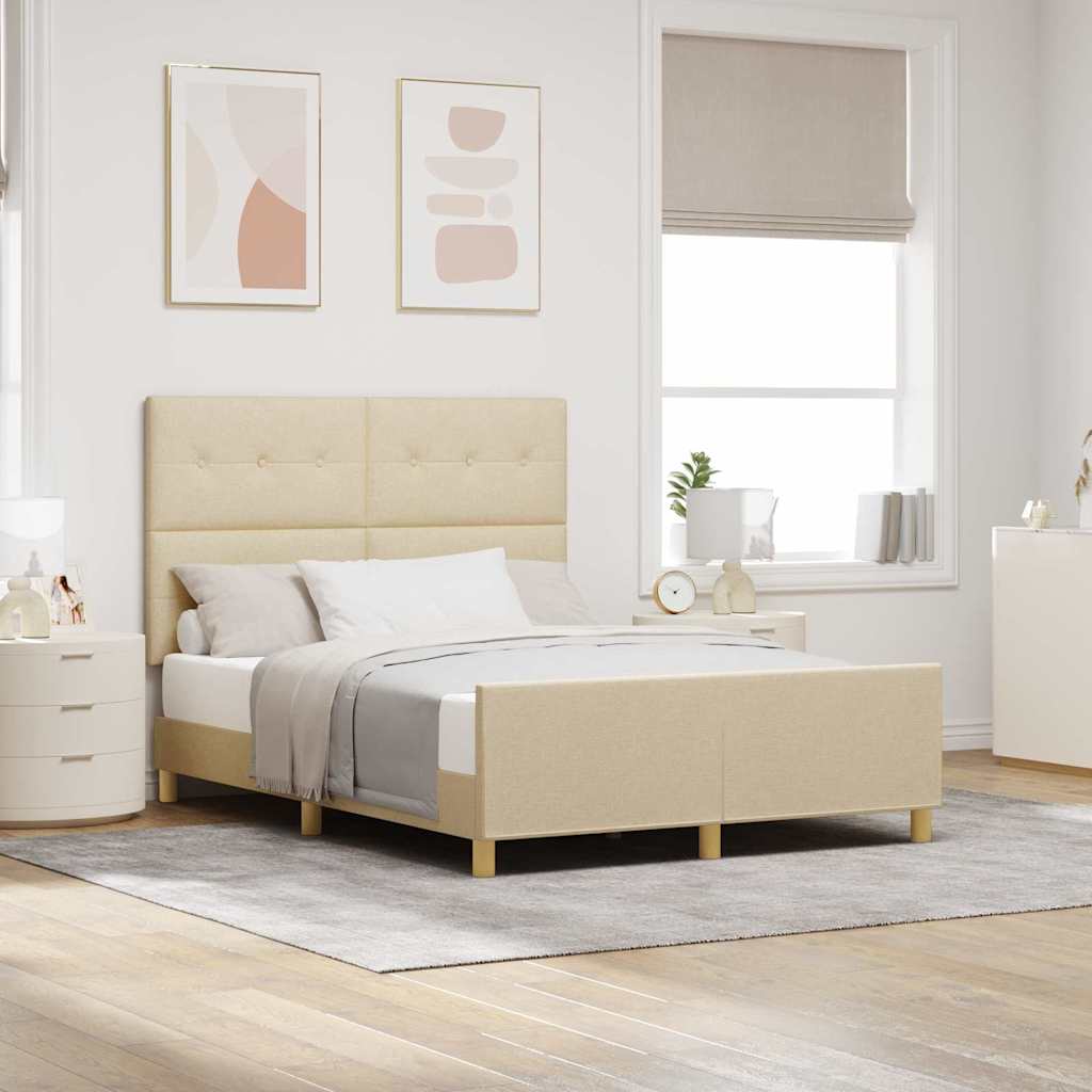 Bedframe met hoofdeinde Crème 140 x 190 cm Stof is nu te koop bij PeponiXL, paradijselijk wonen!