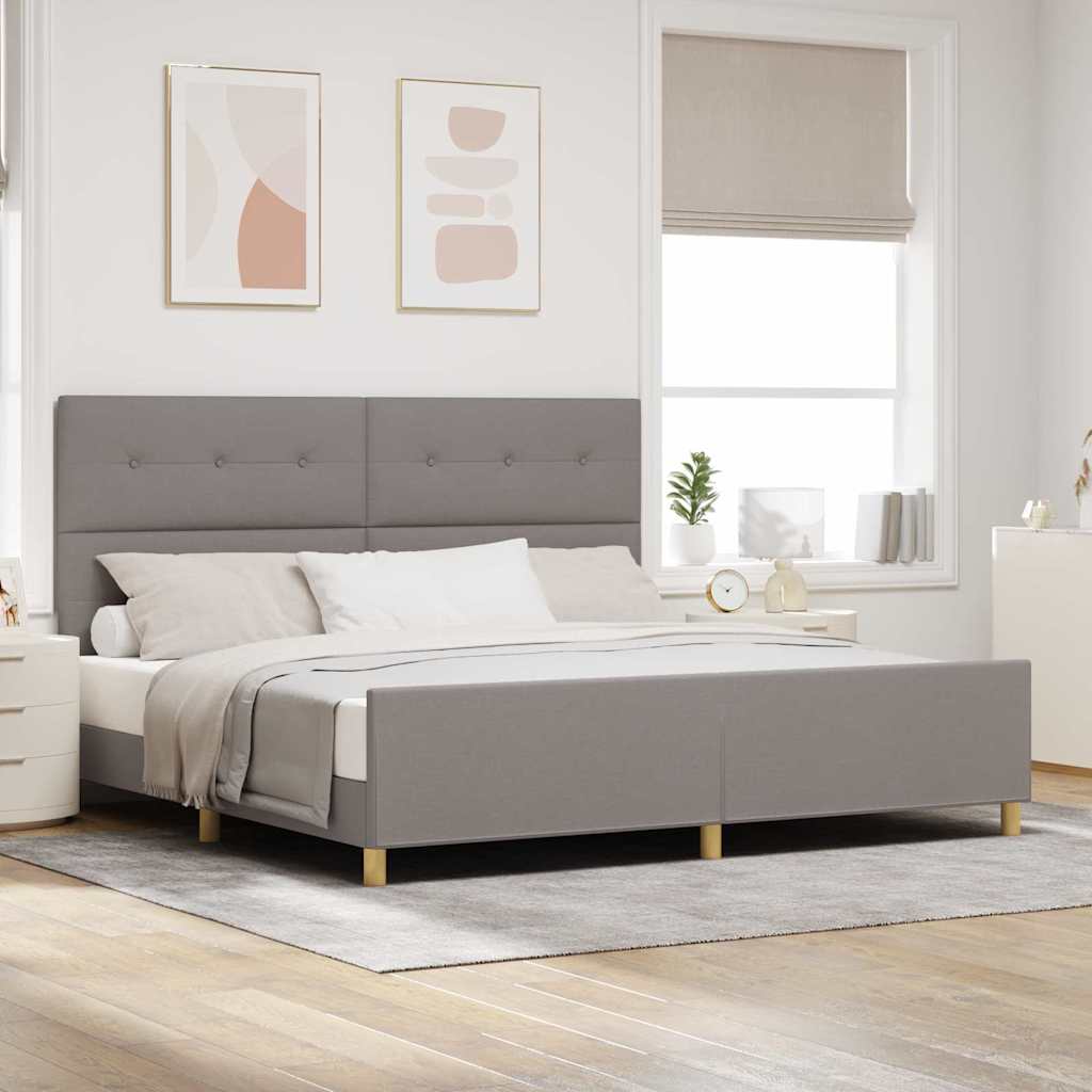 Bedframe met hoofdeinde Taupe 200 x 200 cm Stof is nu te koop bij PeponiXL, paradijselijk wonen!